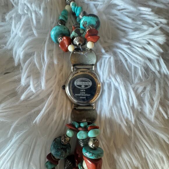 Womens 22mm Silver Southwestern Fossil Charm Bracelet Watch - Picture 2 of 4